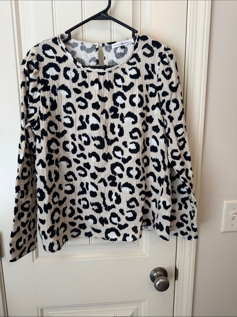 Michelle  McDowell Cream Leopard Scoop-Neck Sweater